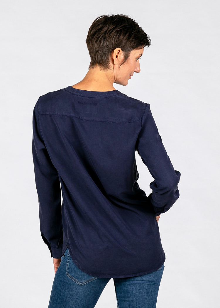 DAMEN BLUSE MIT V-AUSSCHNITT MARITIM BLUE