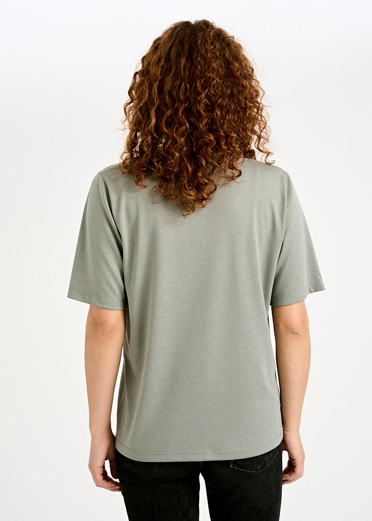 DAMEN WOODSHIRT LOOSE LONGER FRIDA AGAVE GREEN